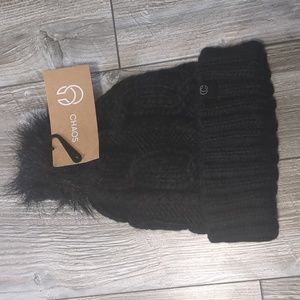 5/$25 CHAOS Black Cable Knit Pom Hat